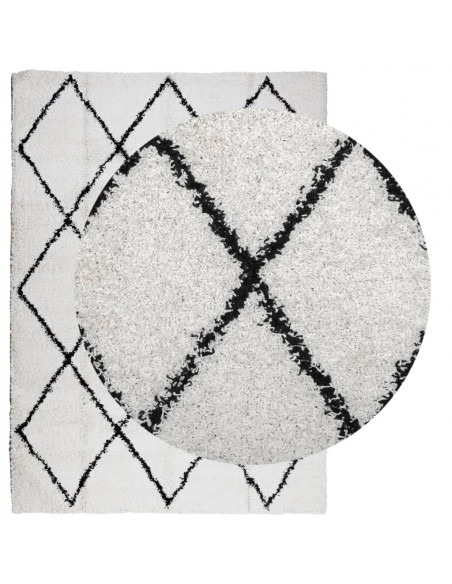 Tappeto Shaggy a Pelo Lungo Moderno Crema e Nero 200x280 cm