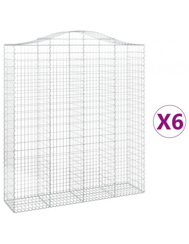 Cesti Gabbioni ad Arco 6 pz 200x50x220/240 cm Ferro Zincato