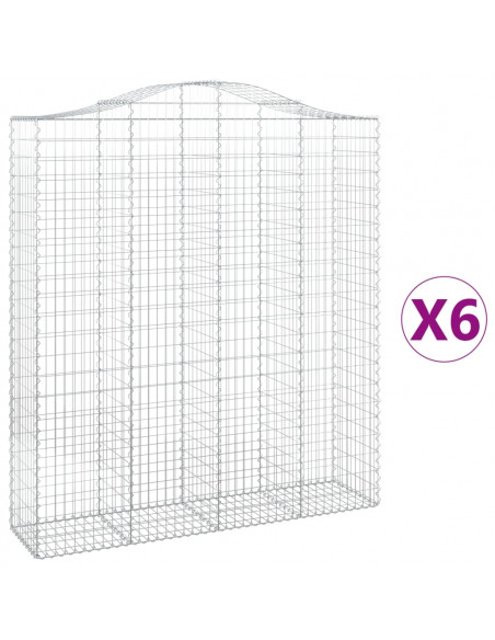 Cesti Gabbioni ad Arco 6 pz 200x50x220/240 cm Ferro Zincato