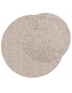 Tappeto Shaggy a Pelo Lungo Moderno Beige Ø 100 cm 2