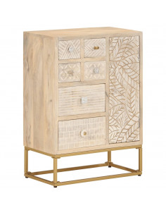 Credenza 55x30x76 cm in Legno Massello di Mango e Ferro 2