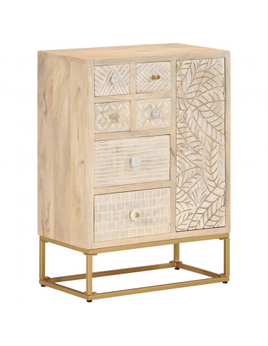 Credenza 55x30x76 cm in Legno Massello di Mango e Ferro