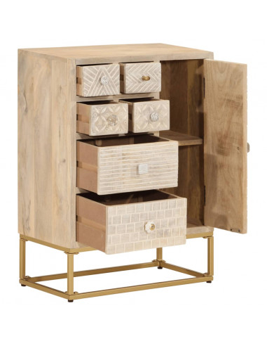 Credenza 55x30x76 cm in Legno Massello di Mango e Ferro