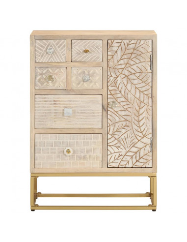 Credenza 55x30x76 cm in Legno Massello di Mango e Ferro