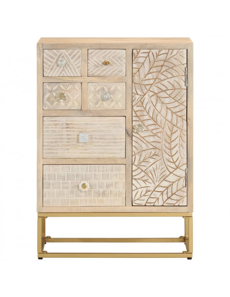 Credenza 55x30x76 cm in Legno Massello di Mango e Ferro