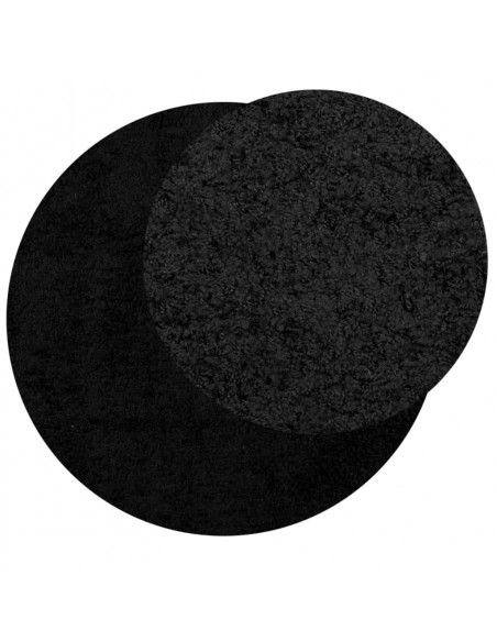 Tappeto Shaggy PAMPLONA a Pelo Lungo Moderno Nero Ø 100 cm