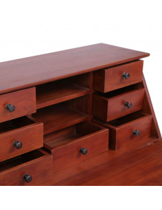 Scrittoio Marrone 78x42x103 cm in Legno Massello di Mogano 2