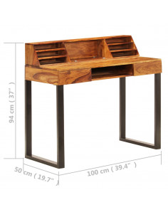 Scrivania 110x50x94 cm Massello di Sheesham e Acciaio