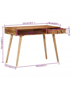 Scrivania 110x50x76 cm in Legno Massello di Acacia 2
