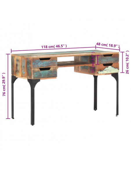 Scrivania 118x48x75 cm in Legno Massello di Recupero