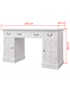 Scrivania a Doppia Colonna Bianca 140x48x80 cm 2