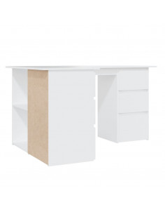 Scrivania ad Angolo Bianca 145x100x76 cm in Legno Multistrato 2