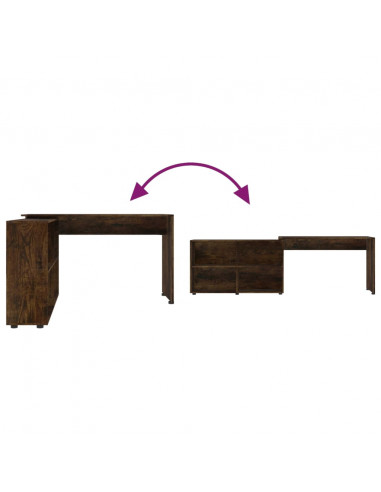 Scrivania ad Angolo Rovere Fumo in Legno Multistrato