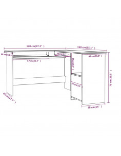 Scrivania Angolare a L Grigio Cemento 120x140x75cm Multistrato 2