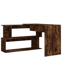Scrivania Angolare Rovere Fumo 200x50x76cm in Legno Multistrato 2