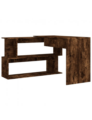Scrivania Angolare Rovere Fumo 200x50x76cm in Legno Multistrato