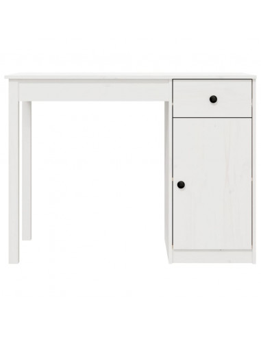 Scrivania Bianca 100x50x75 cm in Legno Massello di Pino