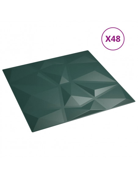 Pannelli Murali 48 pz Verdi 50x50 cm XPS 12 m² Diamante