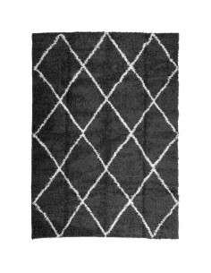 Tappeto Shaggy a Pelo Lungo Moderno Nero e Crema 240x340 cm