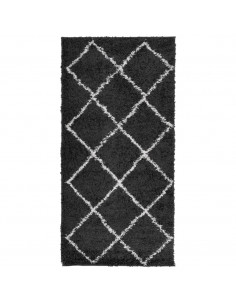 Tappeto Shaggy a Pelo Lungo Moderno Nero e Crema 100x200 cm