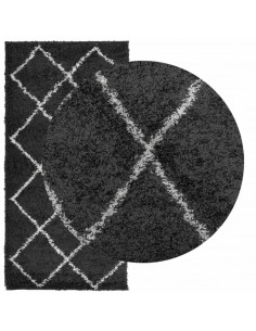 Tappeto Shaggy a Pelo Lungo Moderno Nero e Crema 100x200 cm 2