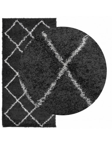 Tappeto Shaggy a Pelo Lungo Moderno Nero e Crema 100x200 cm