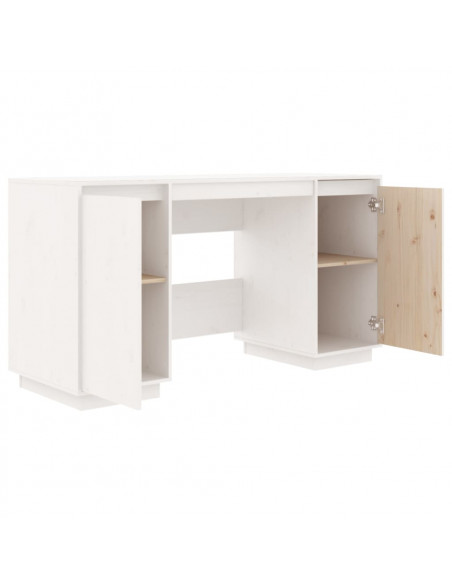 Scrivania Bianca 140x50x75 cm in Legno Massello di Pino