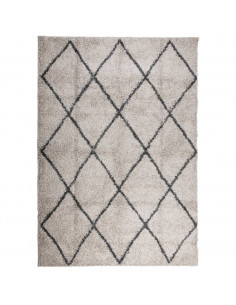 Tappeto Shaggy a Pelo Lungo Moderno Beige e Antracite 160x230cm