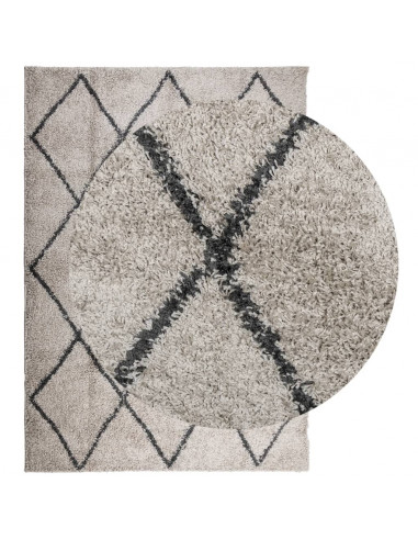 Tappeto Shaggy a Pelo Lungo Moderno Beige e Antracite 160x230cm