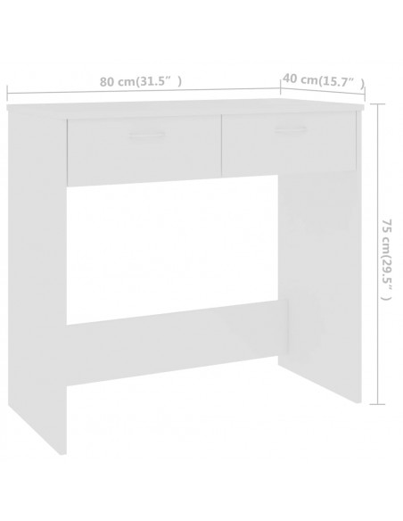 Scrivania Bianca 80x40x75 cm in Legno Multistrato
