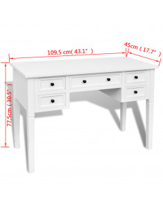 Scrivania Bianca con 5 Cassetti 2