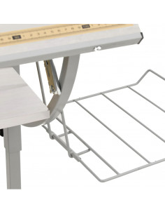 Scrivania Bianca Grigia 110x53x(58-87) cm Multistrato e Acciaio