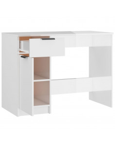 Scrivania Bianco Lucido 100x50x75 cm in Legno Multistrato 2
