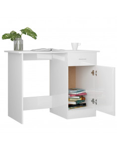 Scrivania Bianco Lucido 100x50x76 cm in Legno Multistrato 2