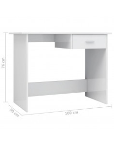 Scrivania Bianco Lucido 100x50x76 cm in Legno Multistrato 2