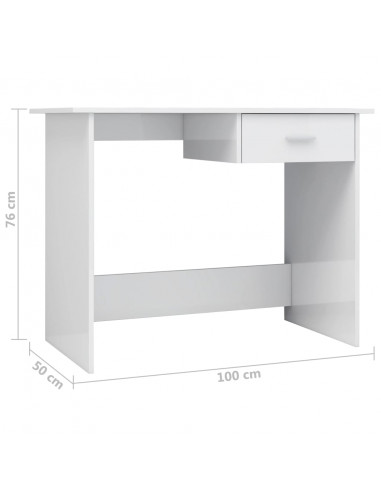 Scrivania Bianco Lucido 100x50x76 cm in Legno Multistrato