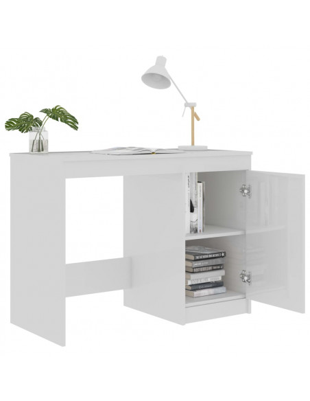 Scrivania Bianco Lucido 100x50x76 cm in Legno Multistrato