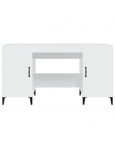 Scrivania Bianco Lucido 140x50x75 cm in Legno Multistrato