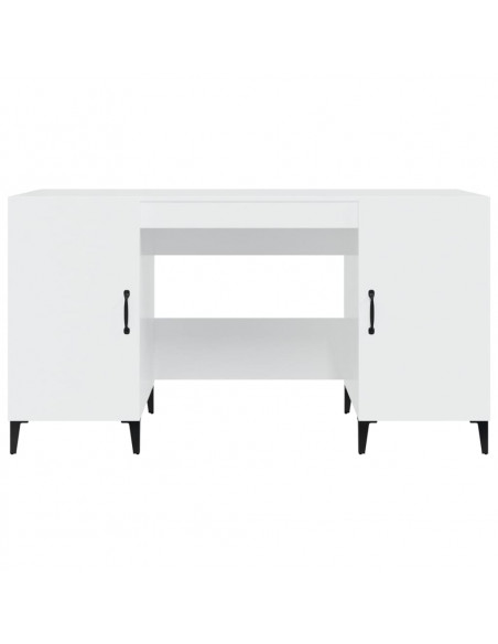 Scrivania Bianco Lucido 140x50x75 cm in Legno Multistrato