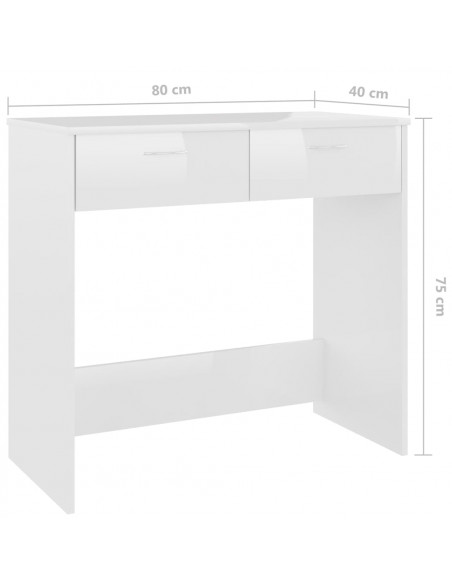 Scrivania Bianco Lucido 80x40x75 cm in Legno Multistrato