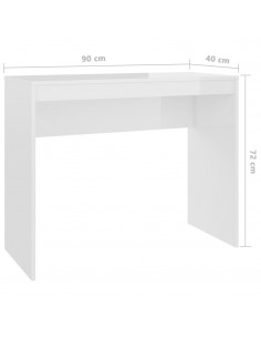 Scrivania Bianco Lucido 90x40x72 cm in Legno Multistrato