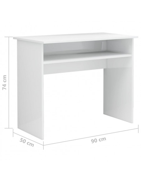 Scrivania Bianco Lucido 90x50x74 cm in Legno Multistrato