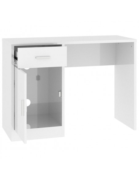 Scrivania Cassetto Bianco Lucido 100x40x73cm Legno Multistrato