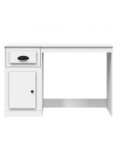 Scrivania Cassetto Bianco Lucido 115x50x75 cm Legno Multistrato