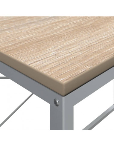 Scrivania Computer Bianca e Rovere 110x60x70 Legno Multistrato