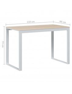 Scrivania Computer Bianca e Rovere 110x60x73 Legno Multistrato