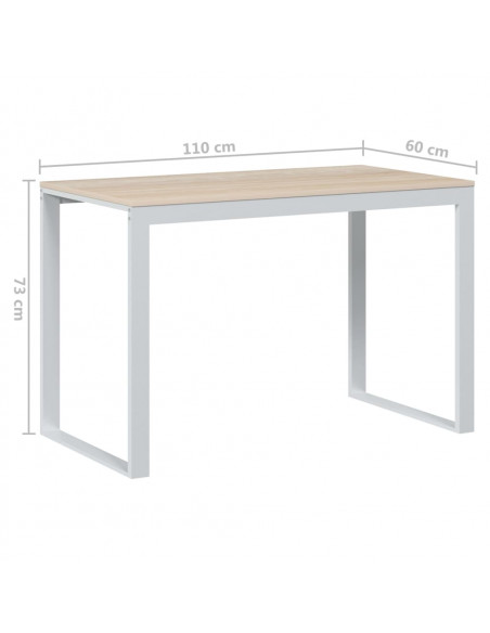 Scrivania Computer Bianca e Rovere 110x60x73 Legno Multistrato