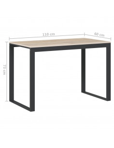 Scrivania Computer Nera e Rovere 110x60x73 cm Legno Multistrato 2