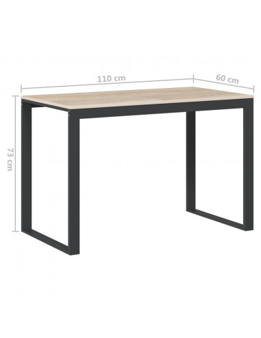 Scrivania Computer Nera e Rovere 110x60x73 cm Legno Multistrato
