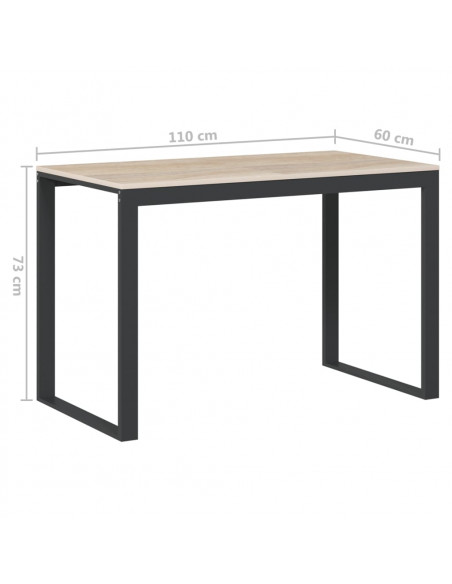 Scrivania Computer Nera e Rovere 110x60x73 cm Legno Multistrato